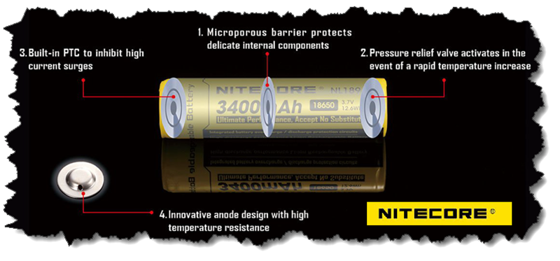 Baterías y pilas para linternas - Batería Nitecore 18650 de 3400mAh